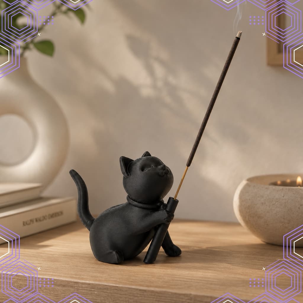 Incensário Gatinho Decorativo Porta Incenso Minimalista Moderno Relaxante