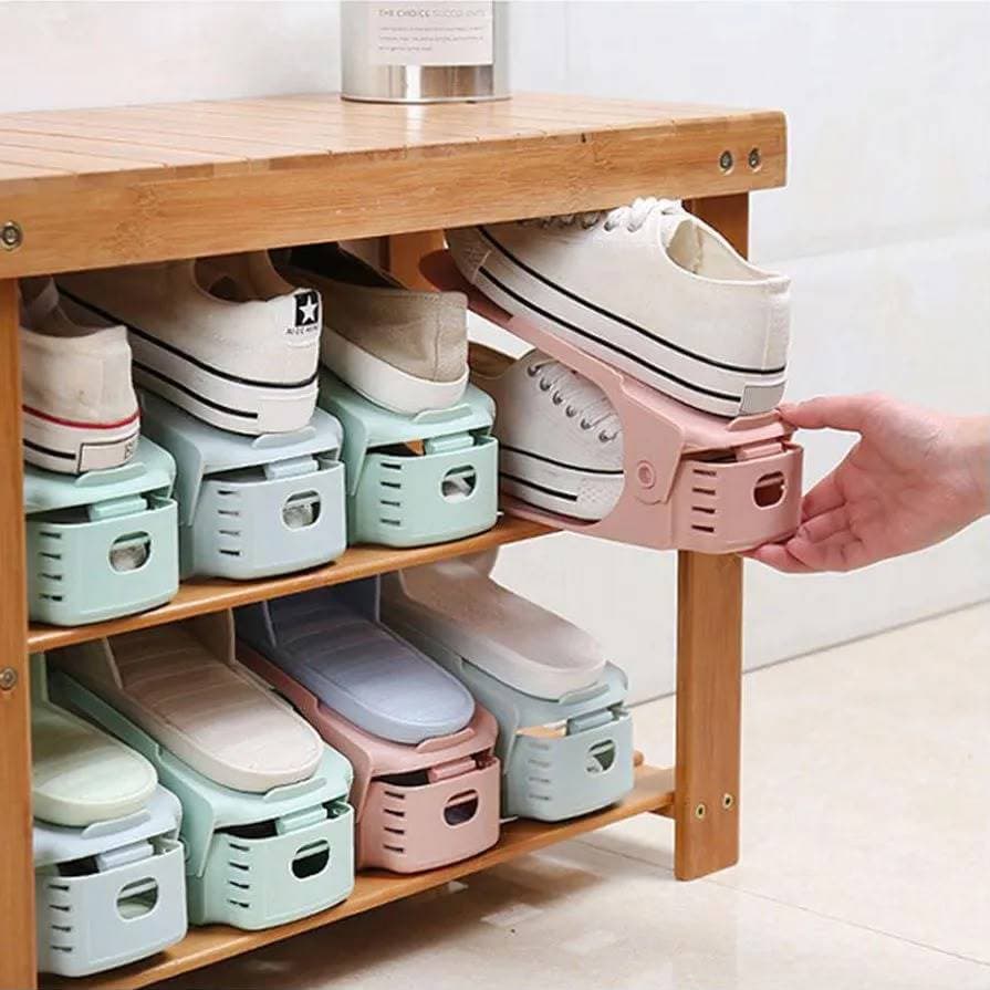 Organizador de Calçados Ajustável Rack Sapateira para Tênis Sapato Altura Regulável Economia de Espaço