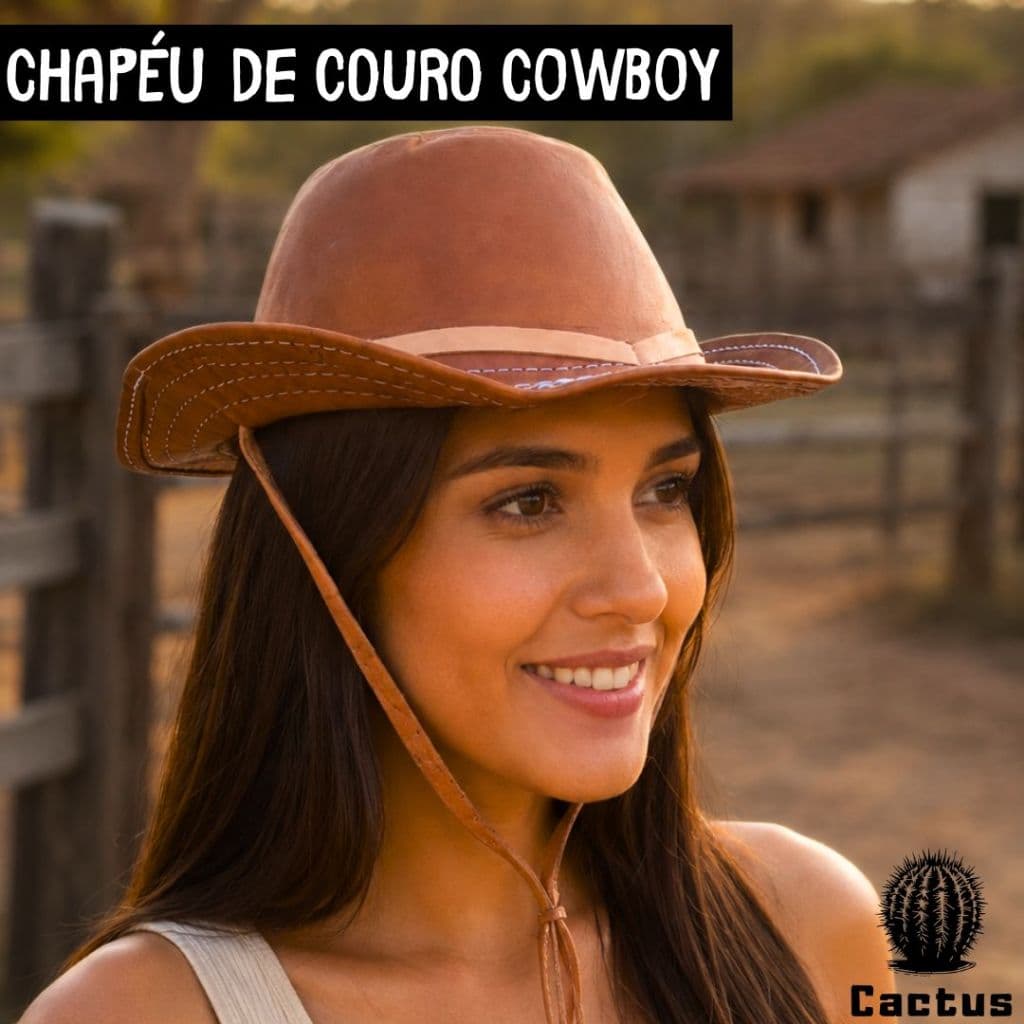 Chapéu Cowboy Cowgirl Vaqueiro Country couro Legítimo Adulto Boné de Cavaleiro Rodeio de Vaquejada