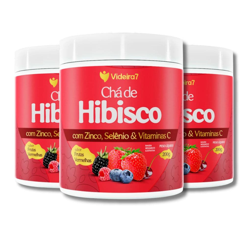 Kit 3x Chá de Hibisco Sabor Frutas Vermelhas 200G Videira 7