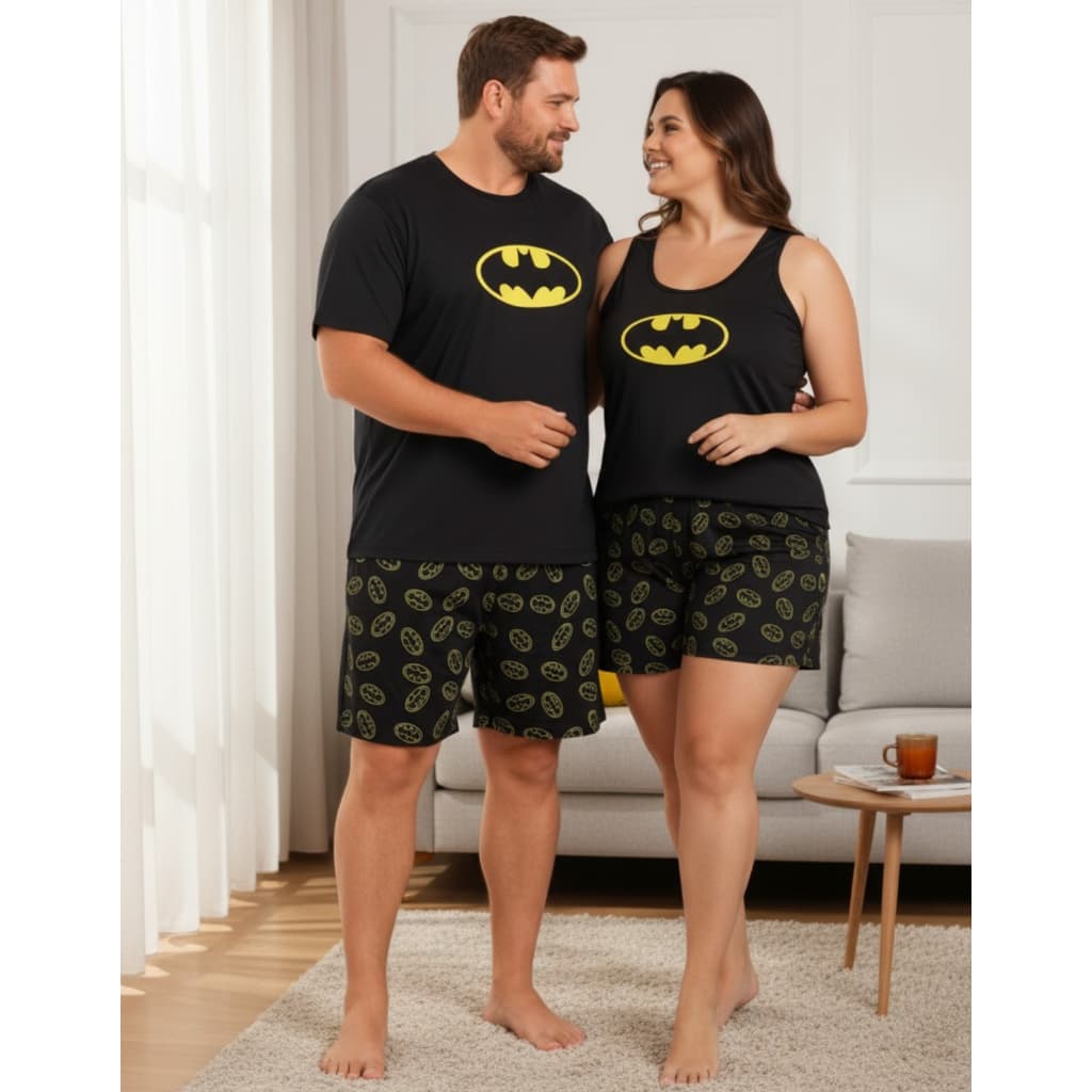 Kit Casal Pijama Plus Size Feminino E Masculino Verão Curto Tamanho Extra Grande G1, G2 e G3