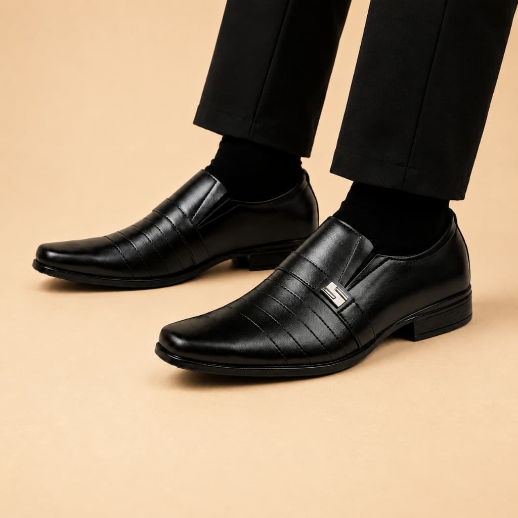 Sapato Masculino Social Elegante Confortável Casual Executivo Antiderrapante Trabalho Festa Moderno  Dia Dia  Leve Preto