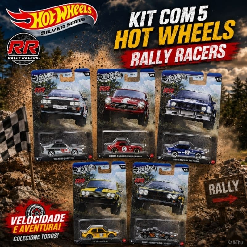 Set C/ 5 Hot Wheels Colecionável Conjunto Carros Rally Racers - Mattel