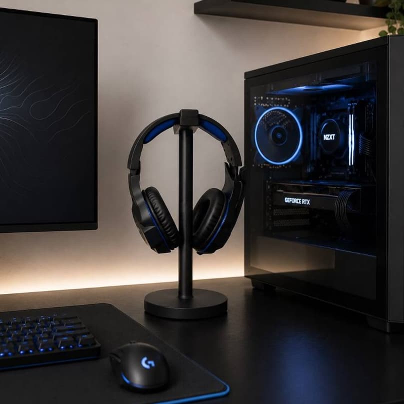 Suporte de Mesa para Fones Gamers Universal Minimalista e Elegante