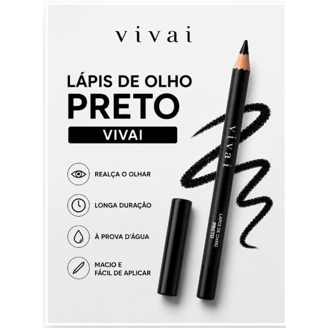 (ORIGINAL) Lápis de Olho Preto Vivai Com Apontador