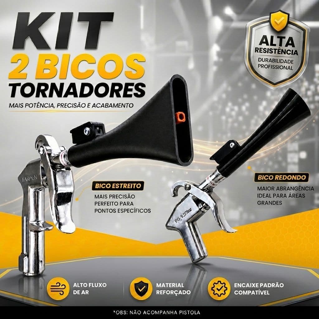 Kit 2 Bicos para Pistola Tornador Achatado e Redondo para Limpeza Automotiva Profissional
