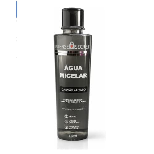 Água Micelar Carvão Ativado 310ml - Demaquila Purifica e Limpa profundamente a pele - Intense Secret