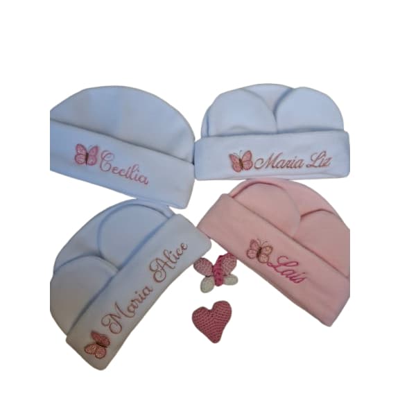 Kit touca RN personalizada com nome para Saída maternidade Bebê