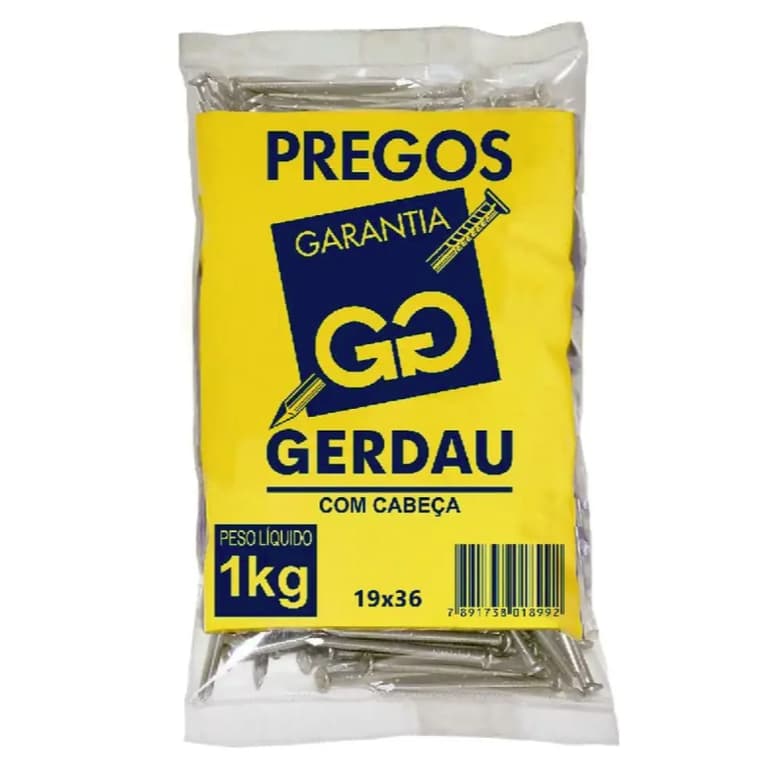 Prego 19x36 Gerdau 1 Kg  Pacote