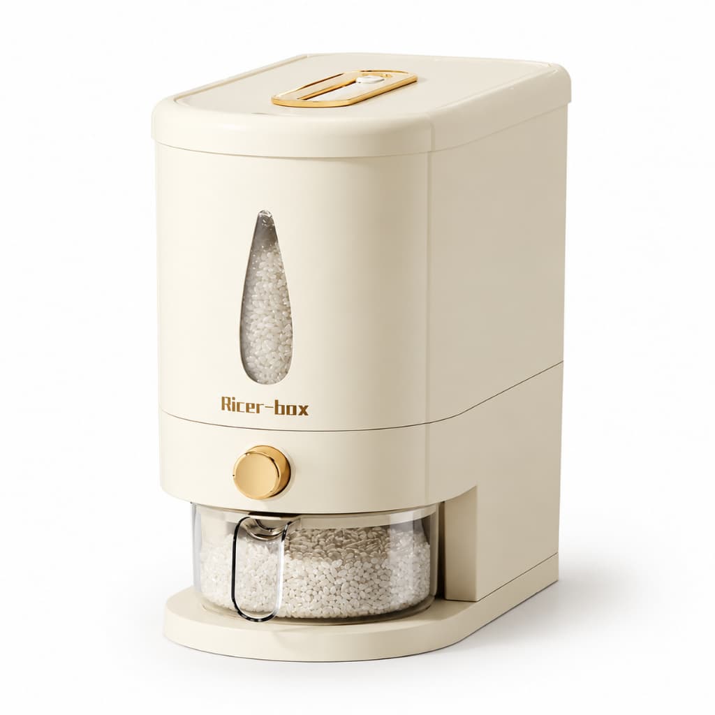 Dispensador de Arroz 5kg Hermético Anti Umidade com Copo Medidor Armazenamento de Alimentos Cozinha