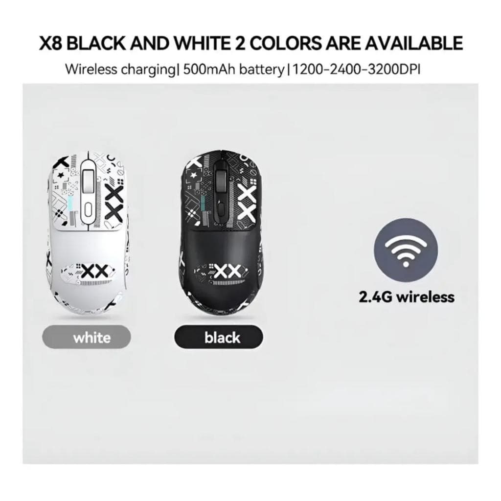 MOUSE GAMER X8 SEM FIO ERGONÔMICO 2.4G BLUETOOTH, COR PRETO.