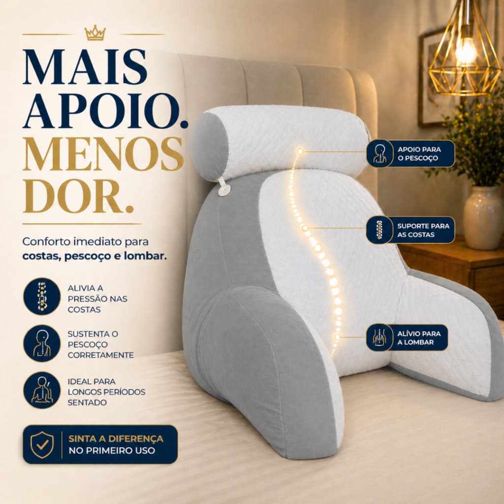 Travesseiro de Encosto Ergonômico Ortopédico Para Descanso Com Conforto