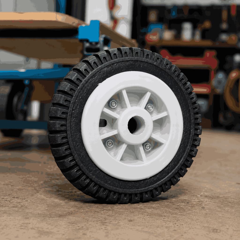 Roda Maciça 250 x 4 Para Carrinho Furo Transparente Alta Resistencia