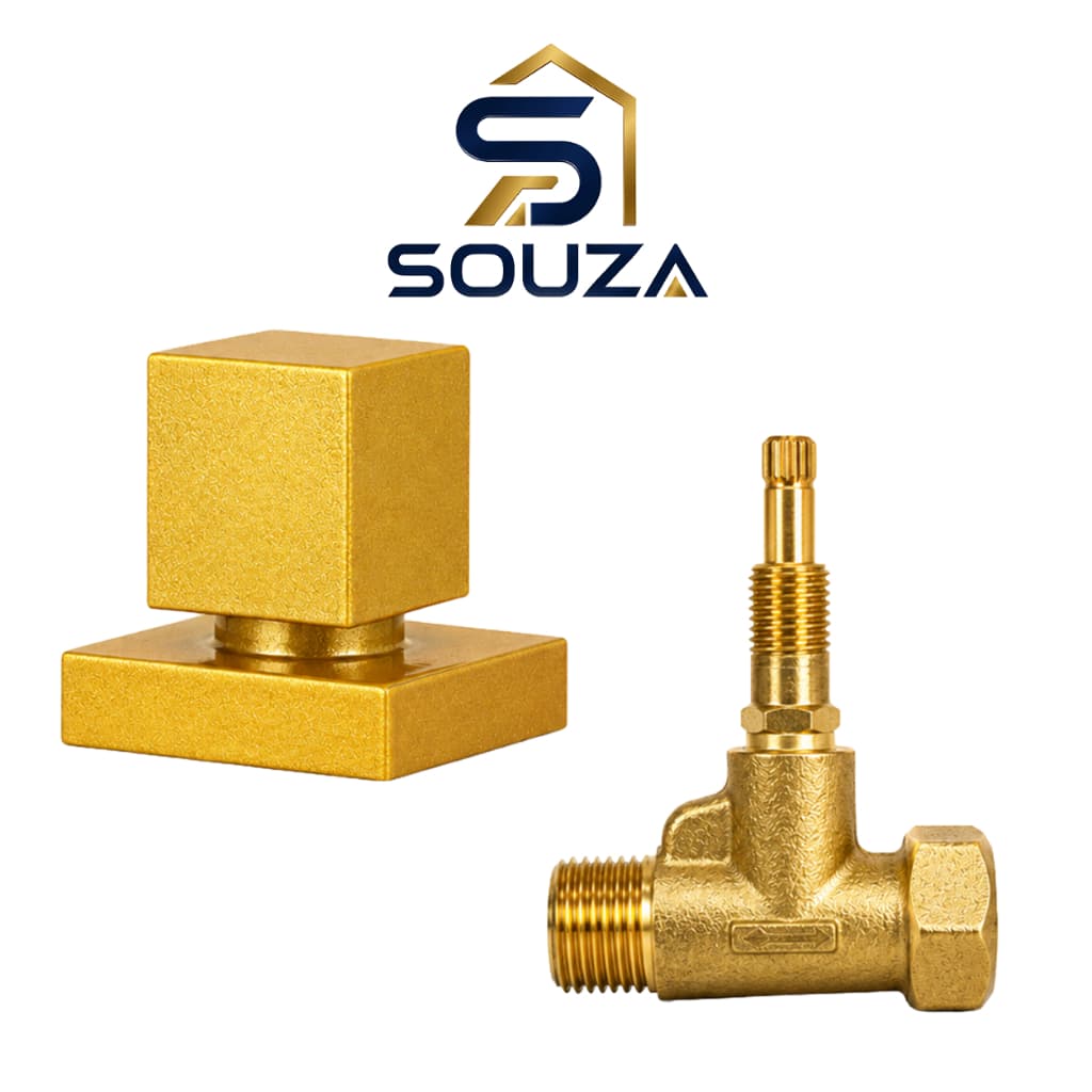 Kit Registro Chuveiro 1/2 Completo Metal Cano 20mm + Acabamento Dourado Metal Padrão Deca Banheiro