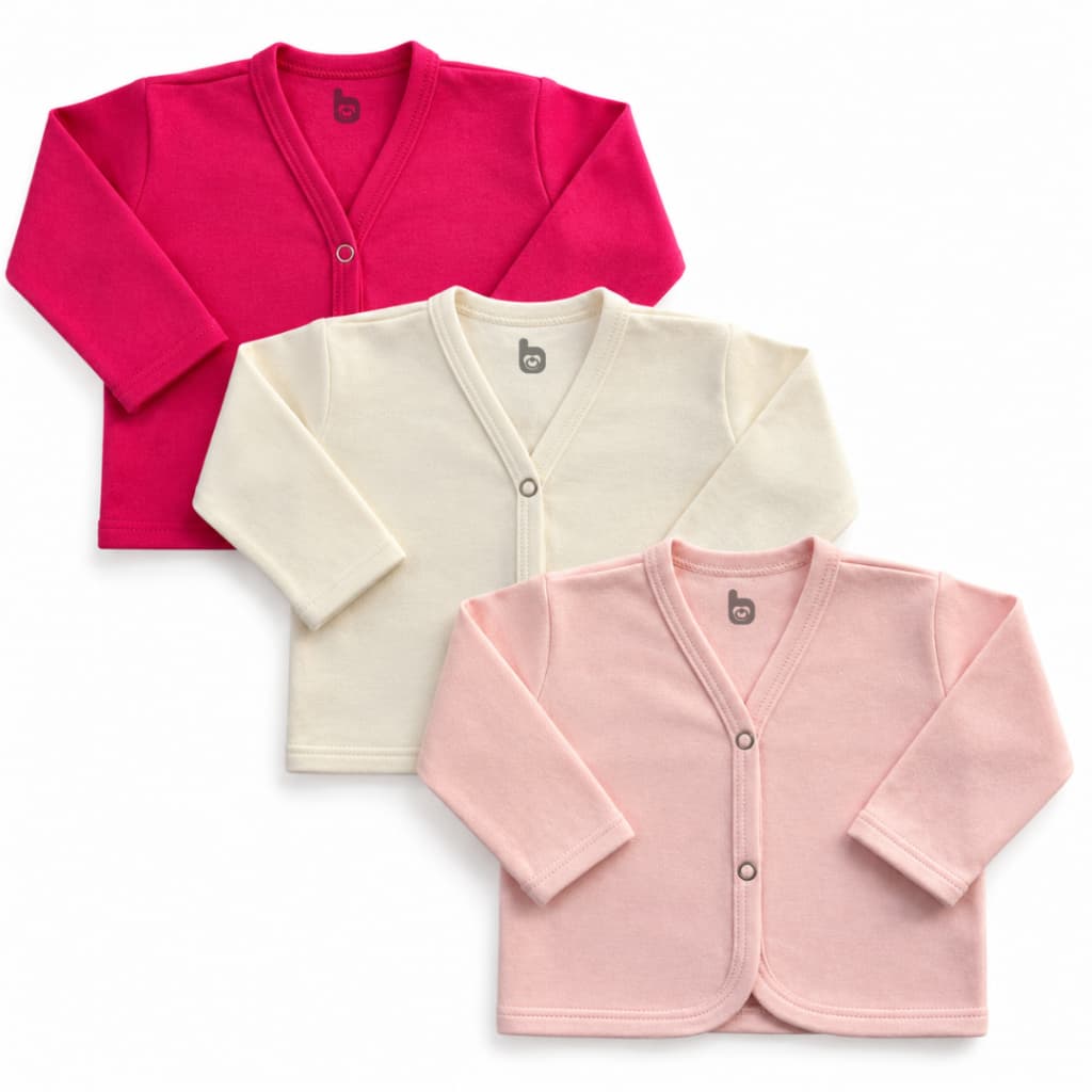 Kit com 3 Casaquinhos de Bebê Inverno 100% Algodão.