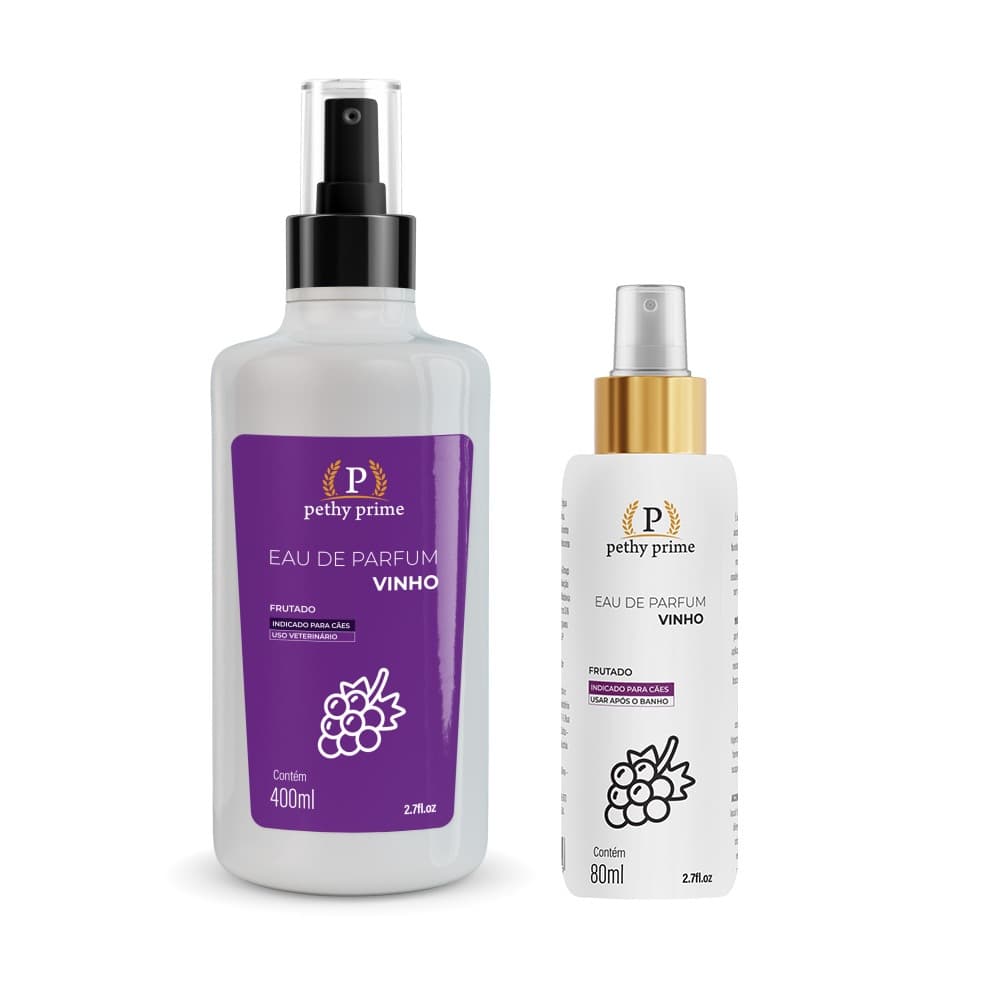 Eau de Parfum Vinho Pethy Prime 400ml | Perfume Pet Sofisticado para Cães e Gatos