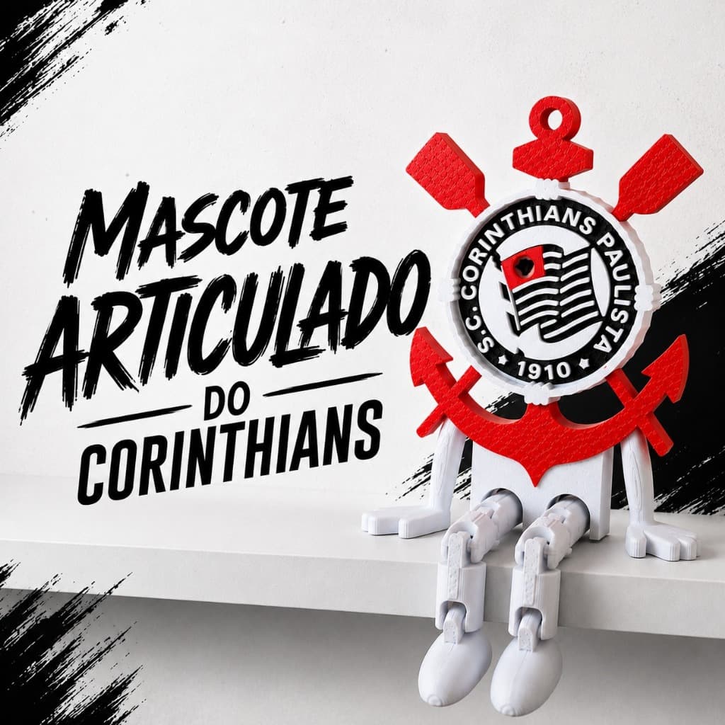 Mascote Corinthians Articulado com Pernas Flexíveis | Decoração para Torcedores