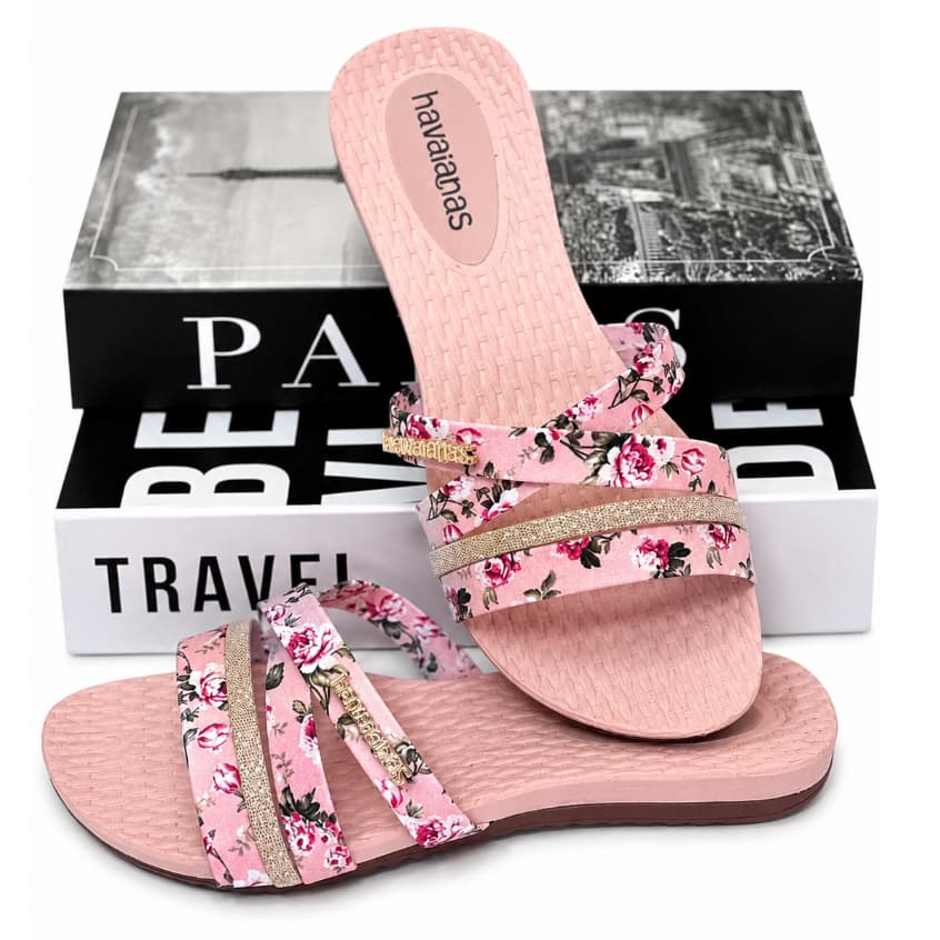 Sandália Rasteirinha Feminina Liz com Strass Chinelo Confortável Casual Antiderrapante Dia a Dia