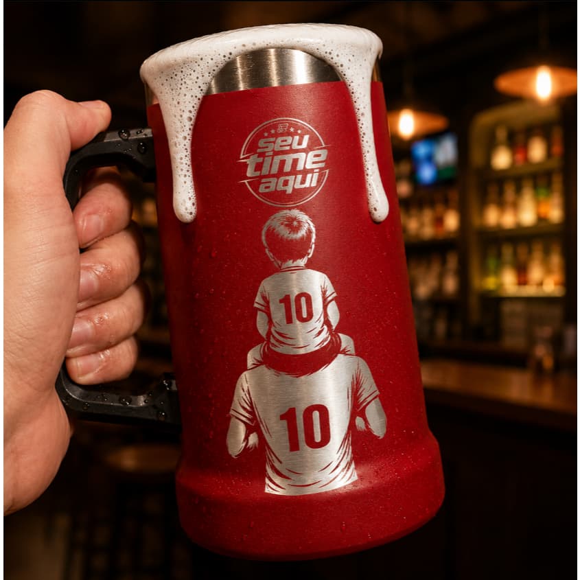 Caneca Térmica 720ml Personalizada Dia dos Pais com Nome do Pai e Filho | Presente Criativo | Com Nome e Time do seu Pai