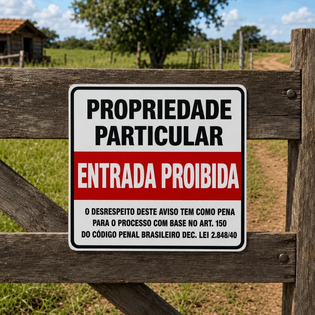 Adesivo Informativo Propriedade Particular Entrada Proibida para Área Externa Muro Portão