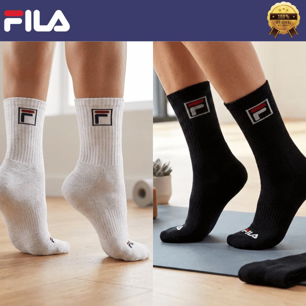 Kit 3 pares Meia Fila Unisex Cano Alto Fbox Ajuste Perfeito Fita Tensora Confortável Respirável LS330036 Original