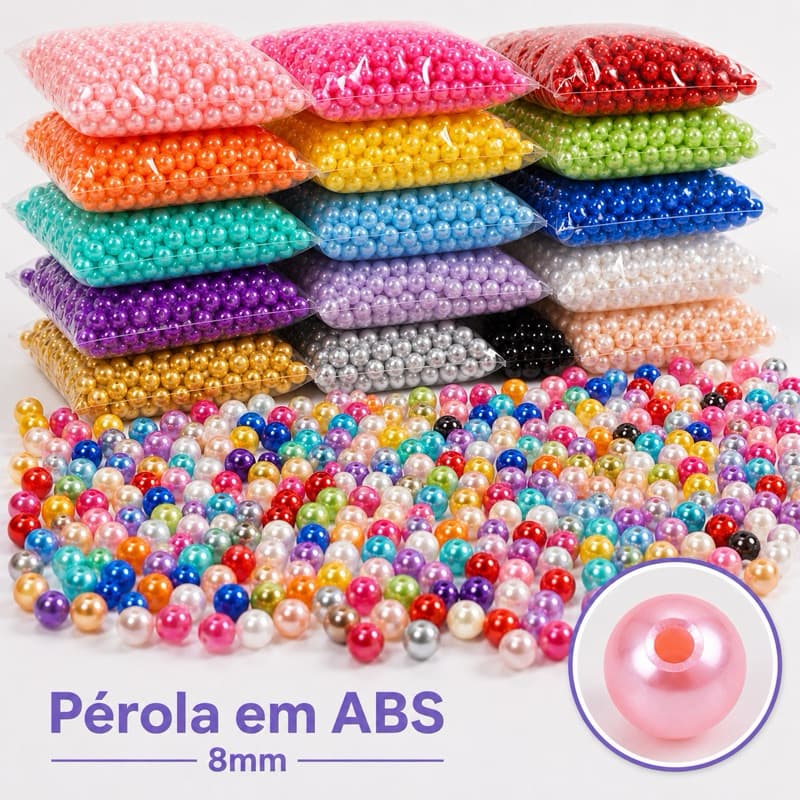 Pérola ABS Cores N8 - 100g - Artesanato e Decoração