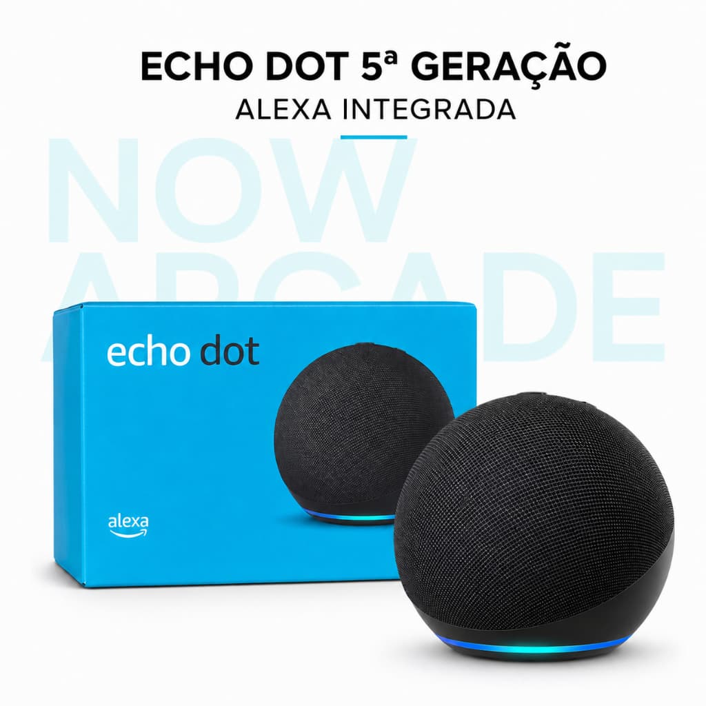 Echo Dot 5ª Geração Alexa Smart Speaker Wi-Fi Bluetooth Preta Sem Relógio Casa Inteligente