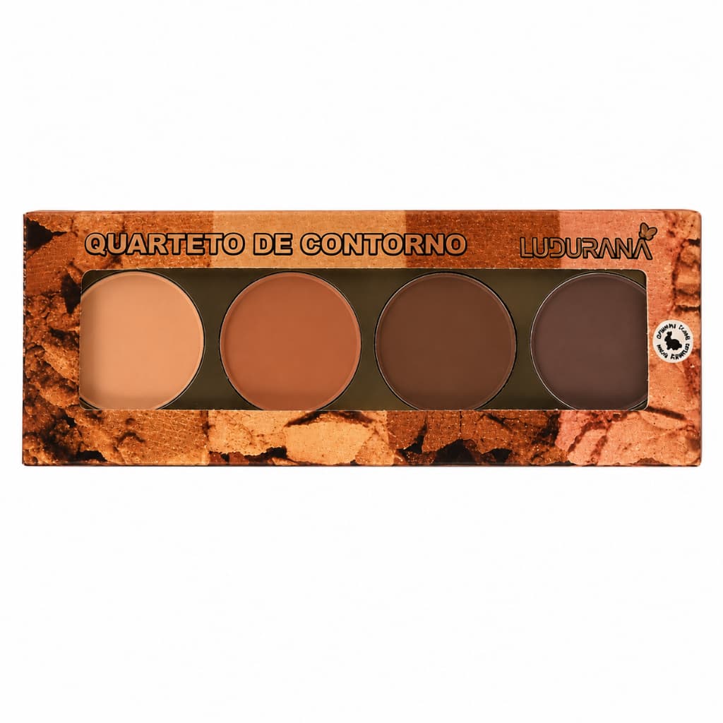 Paleta Quarteto De Contorno Ludurana Contorno Facial 4 Tons Matte Esfumado Fácil Maquiagem Profissional