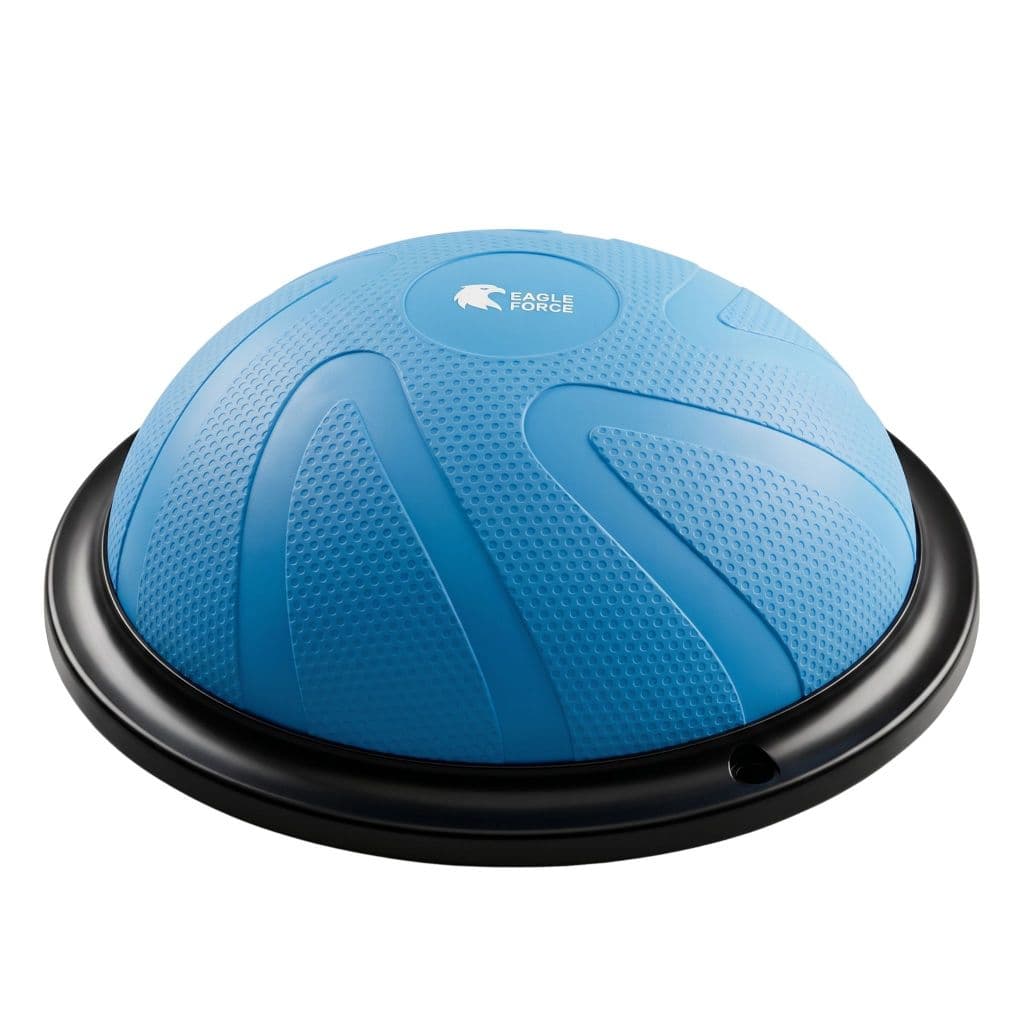MEIA BOLA GINÁSTICA SUÍÇA COM BOMBA ALÇAS PILATES BOLA BOSSU 46CM AZUL