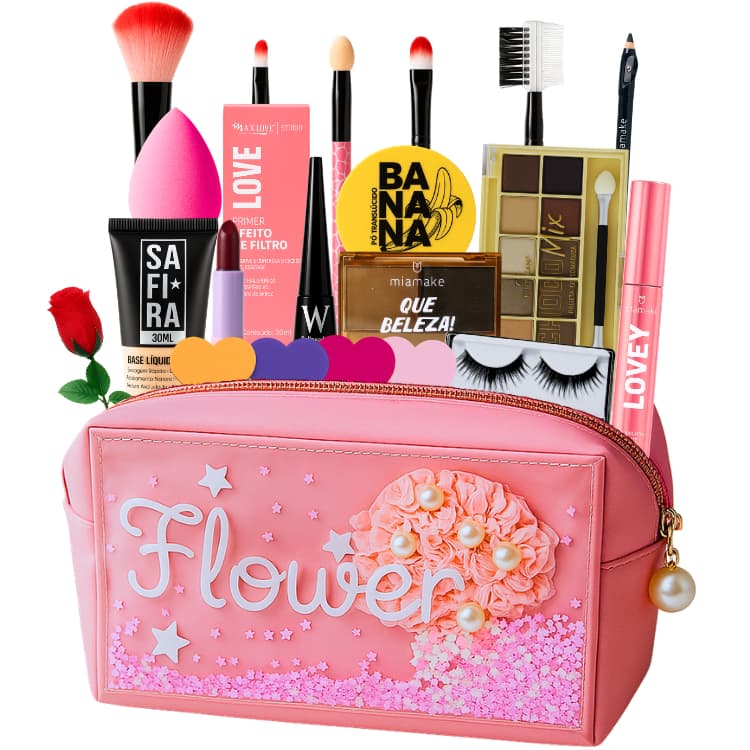 Maleta De Maquiagem Com Make Profissional Completa Bolsa Presente Namorada