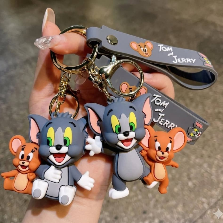 Chaveiro Tom e Jerry Cartoon 3D Emborrachado Desenho Animado Coleção Lembranças