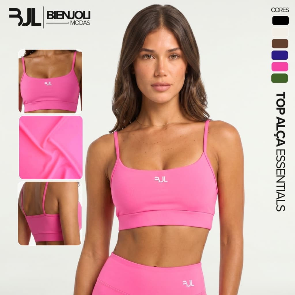 Top Cropped Alça Fitness Feminino ZERO TRANSPARÊNCIA Sustentação Academia com Forro e Entrada para Bojo Treino