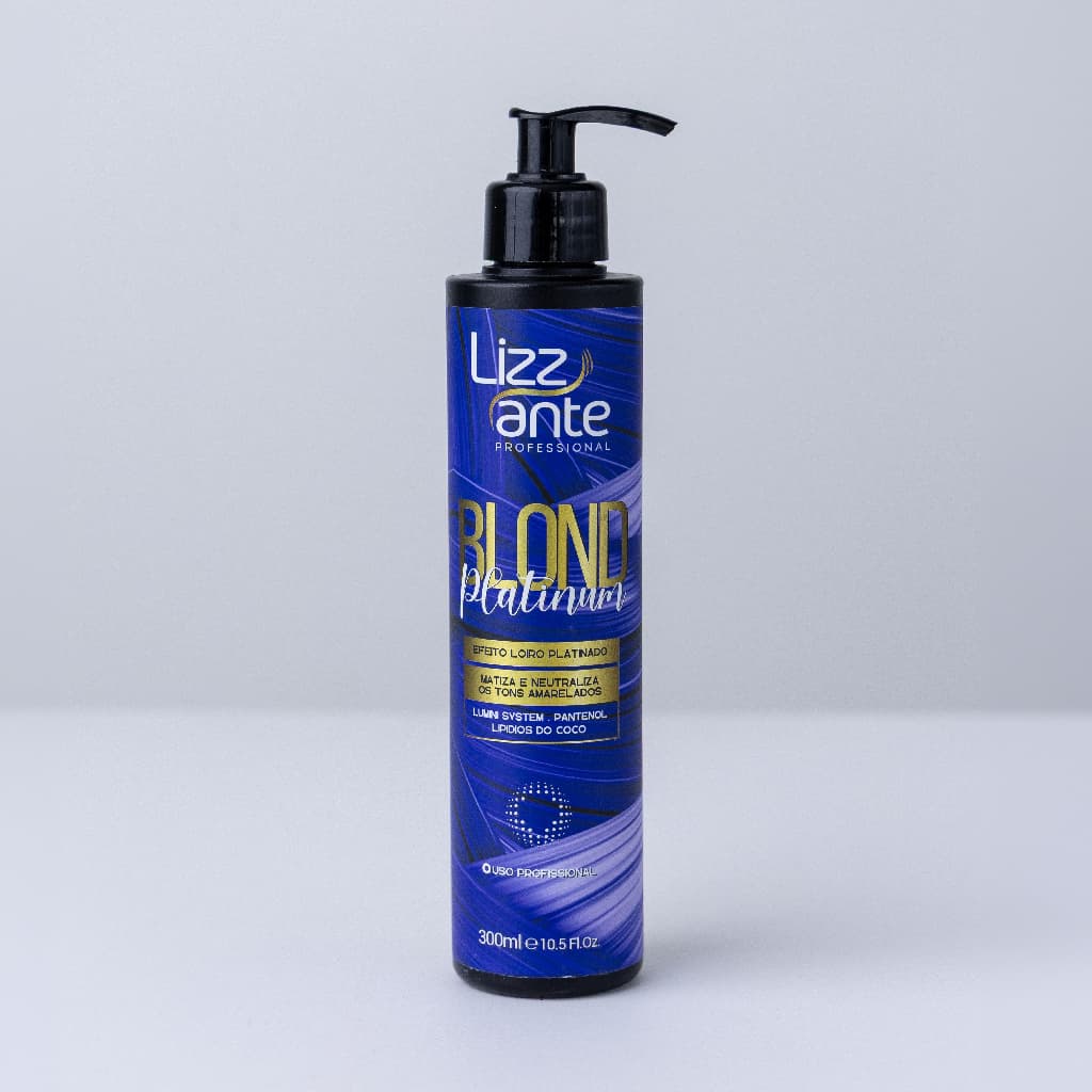 Matizador Blond Platinum 300ml Lizz ante Matiza Efeito Pérola Platinado Hidratação Elimina amarelado