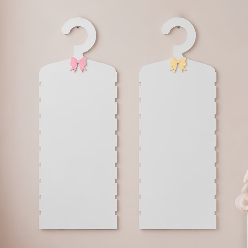 Kit Cabide Porta Laços MDF Branco Organizador Infantil e Faixas Bebê Decoração Quarto Laços