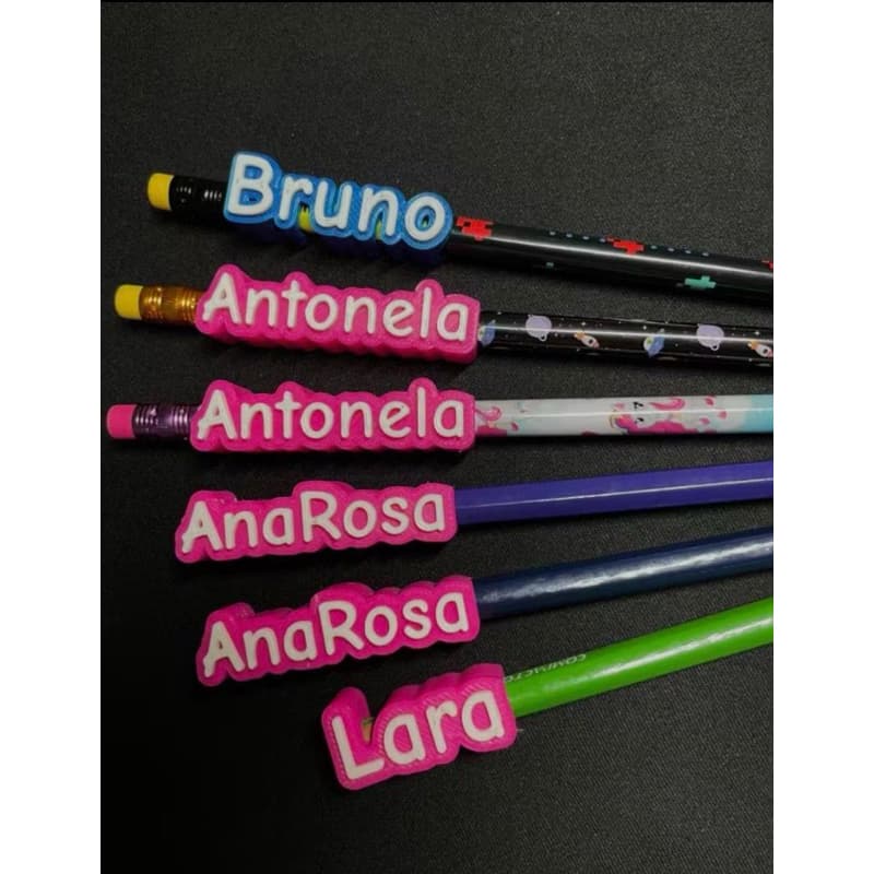 Kit 15 Ponteiras de Lápis com Nome Personalizado - Escolar Volta as Aulas