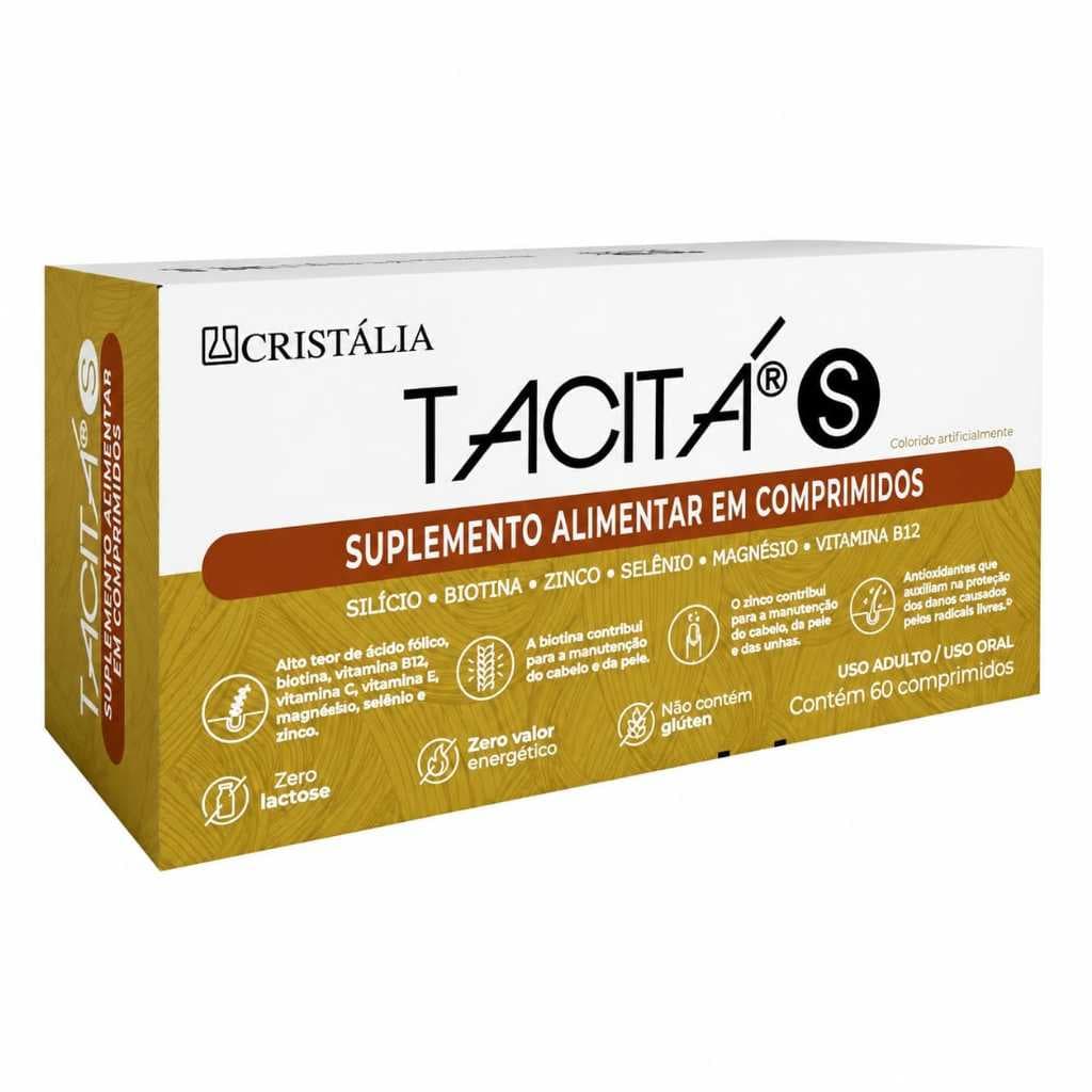 Tacitá S Cristália 60 Comprimidos | Suplemento para Cabelo, Pele e Unhas com Biotina, Zinco, Silício, Selênio e Magnésio