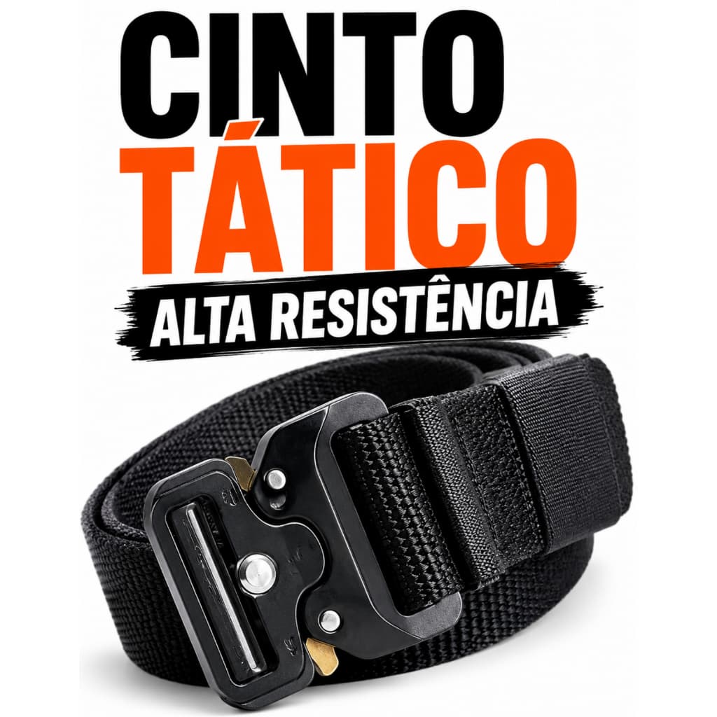 Cinto Tático Masculino Militar Preto Antialérgico Nylon Confortável Saque Rápido Reforçado Casual