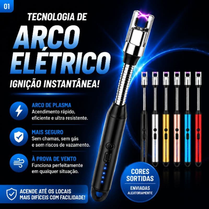 Acendedor Elétrico Recarregável USB Plasma Flexível para Fogão Churrasqueira Velas Sem Gás