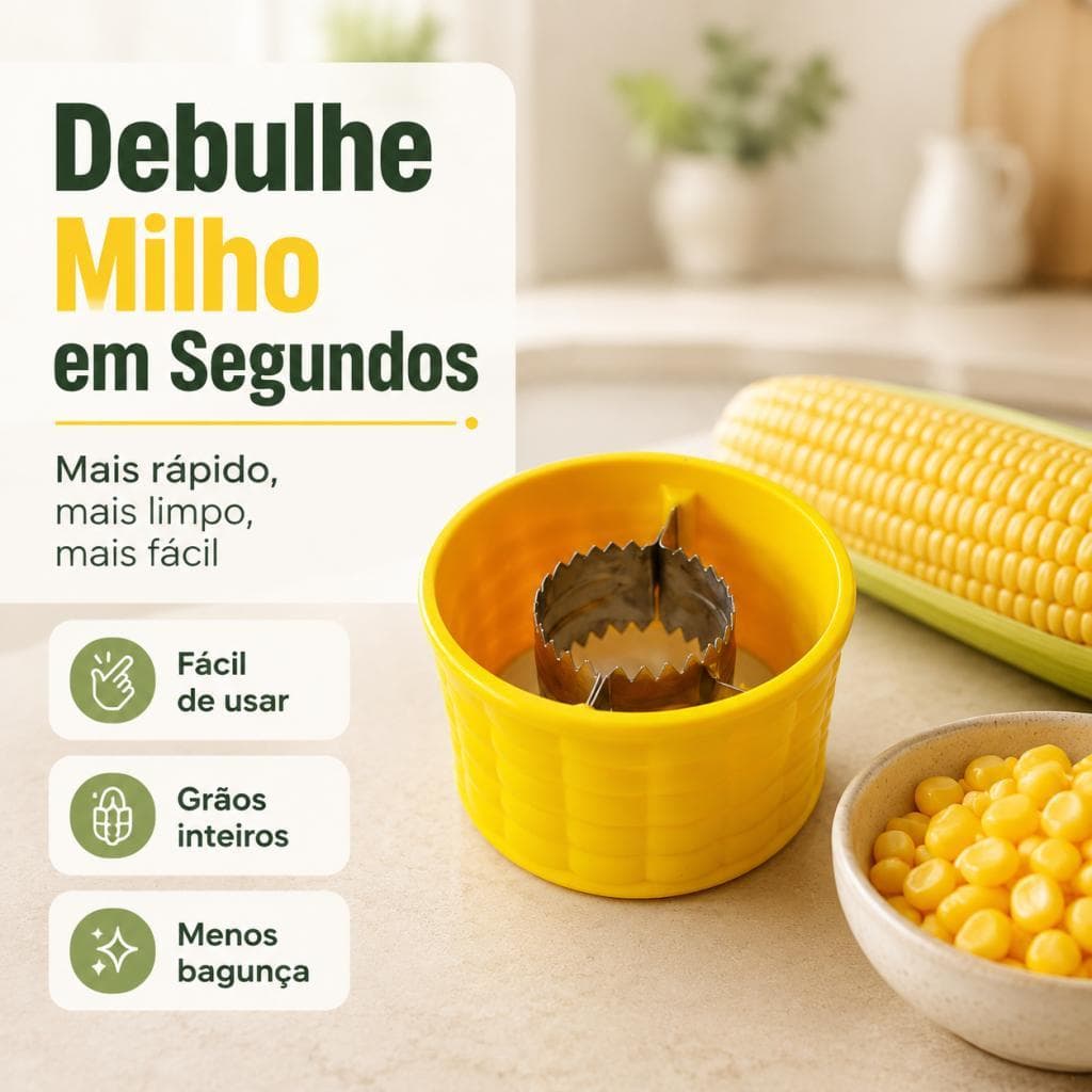 Debulhador de Milho em 3 Passos Rápido e Fácil de Usar Grãos Inteiros Sem Bagunça e Esforço para Cozinha Moderna