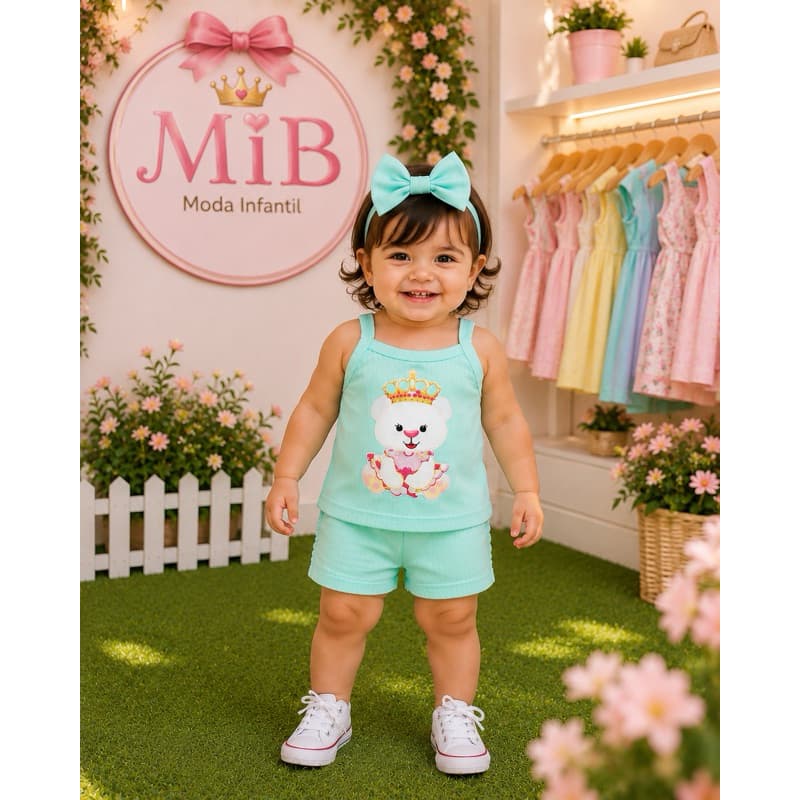 03 conjunto alcinha baby com laco de cabelo