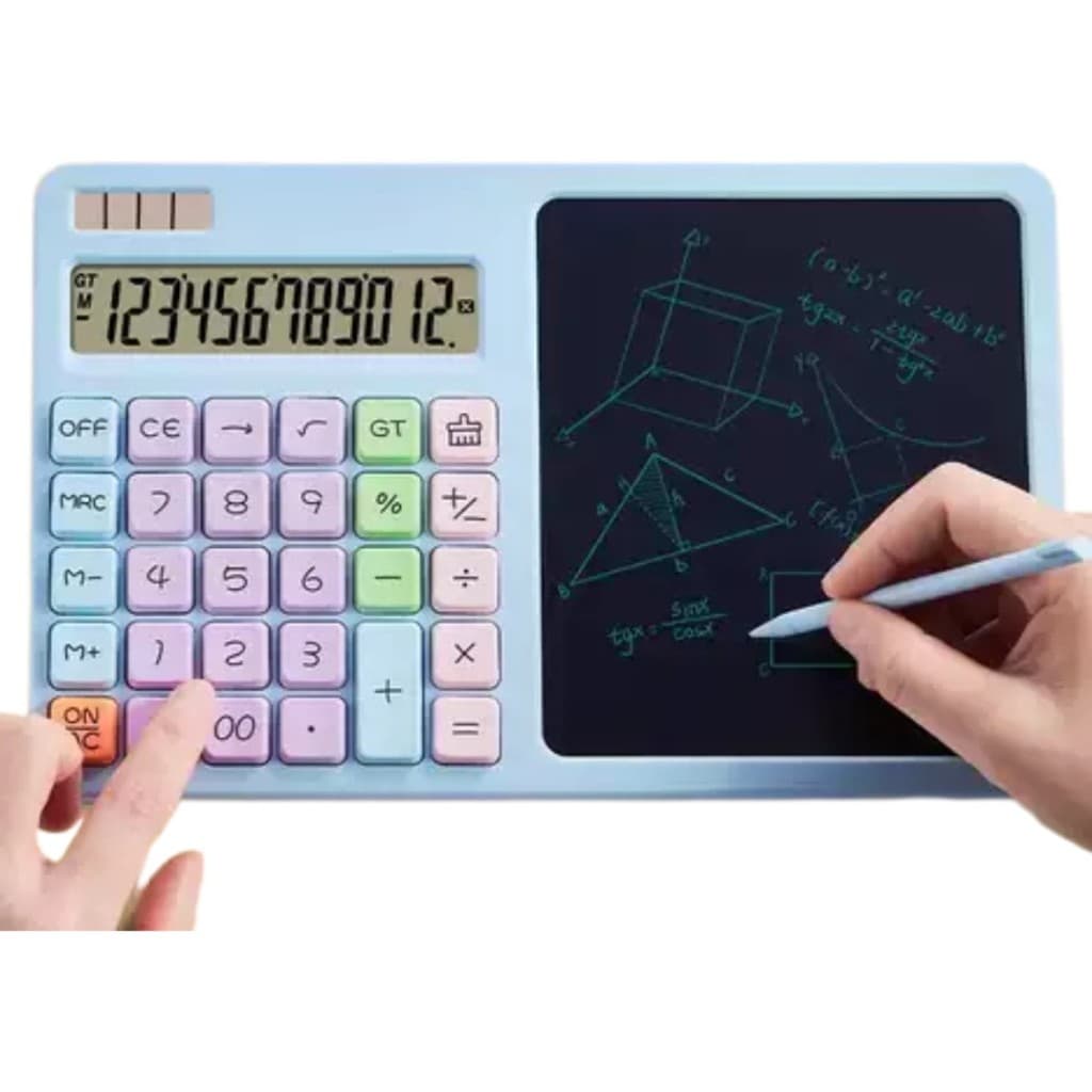 Calculadora Com Lousa Magica 12 Dígitos Escolar Escritório com Tela Mágica para Anotações