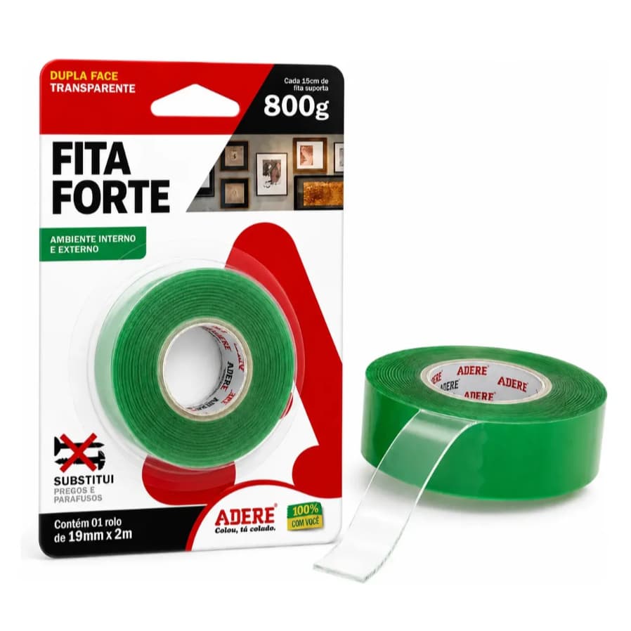 Fita Forte Dupla Face Transparente 19mm X 2M