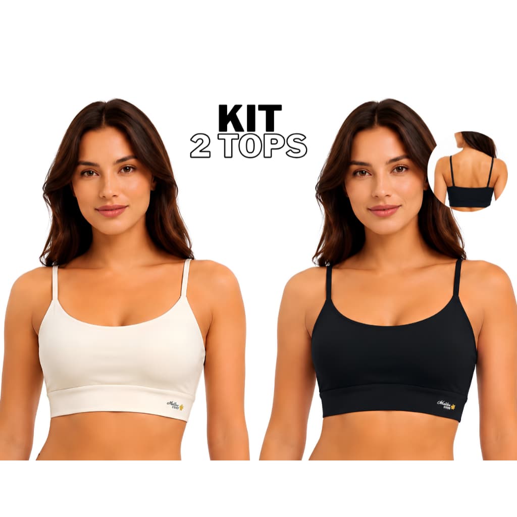 Kit 2 Tops Fitness Academia Feminino Alcinha Com Forro Duplo Não Fica Transparente faixa Nakine