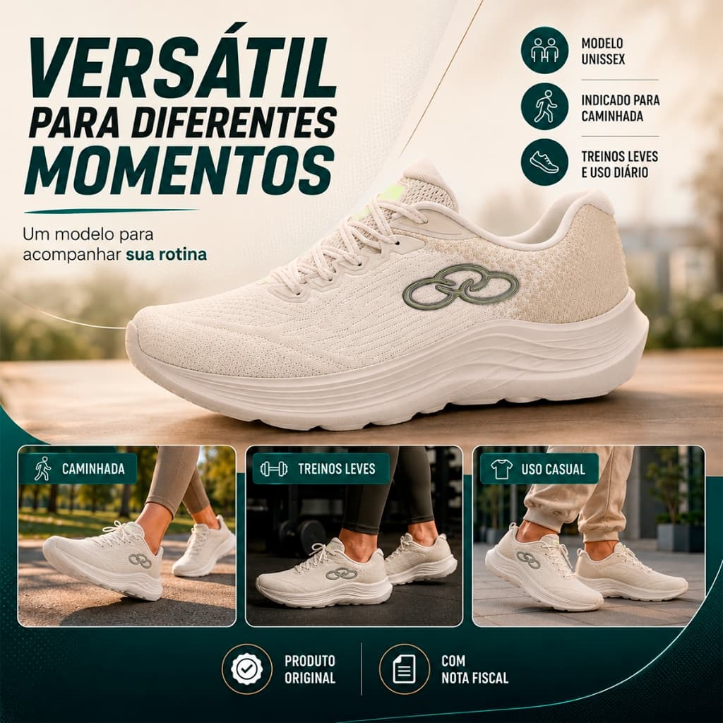 Tênis de Caminhada Casual Index 4 Unissex Confortável - Olympikus