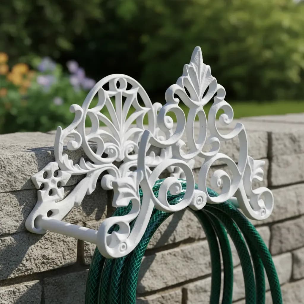 Suporte Para Mangueira De Jardim Enrolador Parede Branco