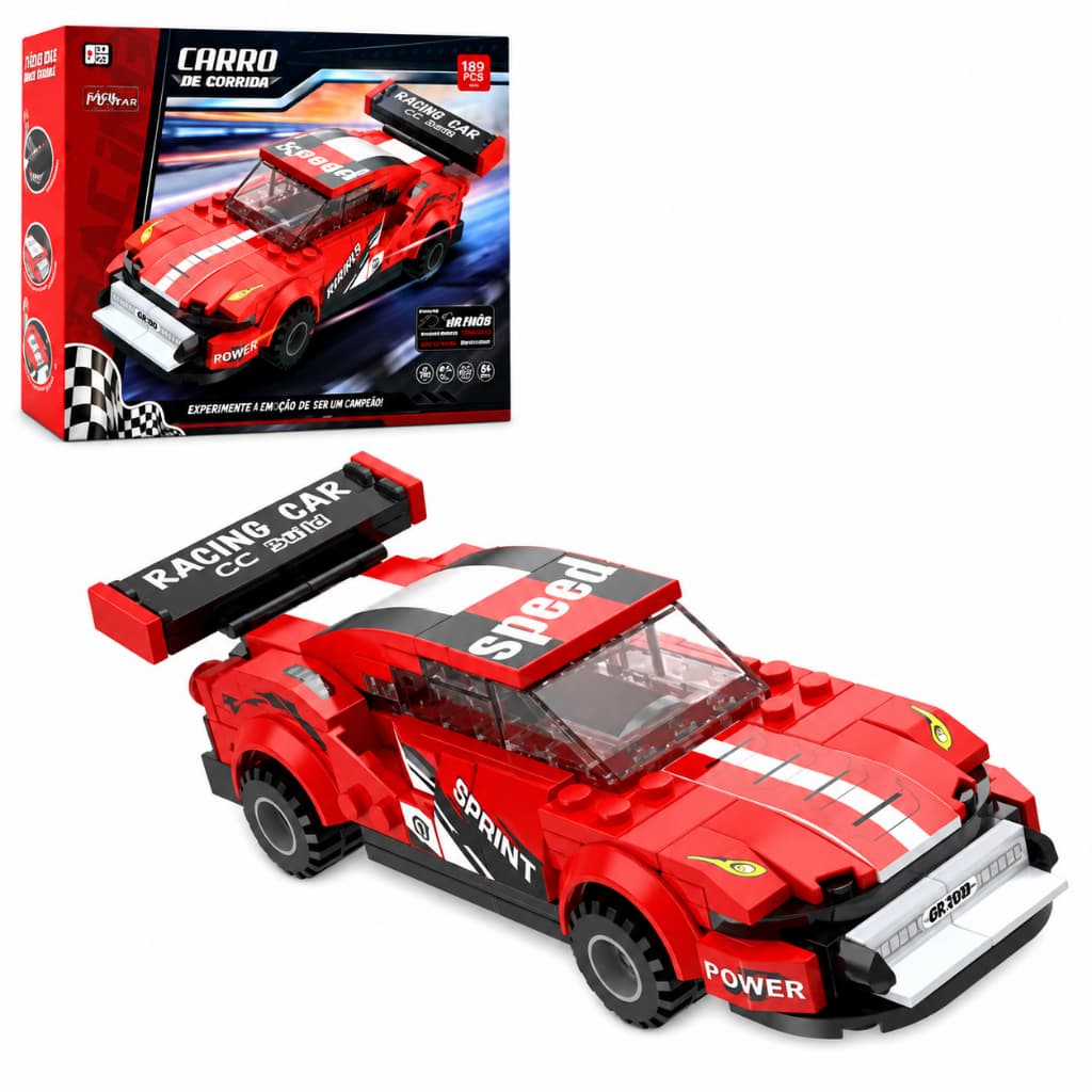 Carrinho De Fricção Carro Bloco De Montar 199 Peças 16cm