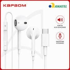 Fone de Ouvido Type-C Kapbom KA-631 com Microfone e Controle Branco