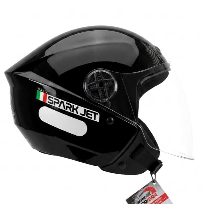 CAPACETE ABERTO EBF SPARK JET PRETO BRILHANTE BLADE OPEN MOTOBOY ORIGINAL MASCULINO FEMININO+ CHAVEIRO TOP