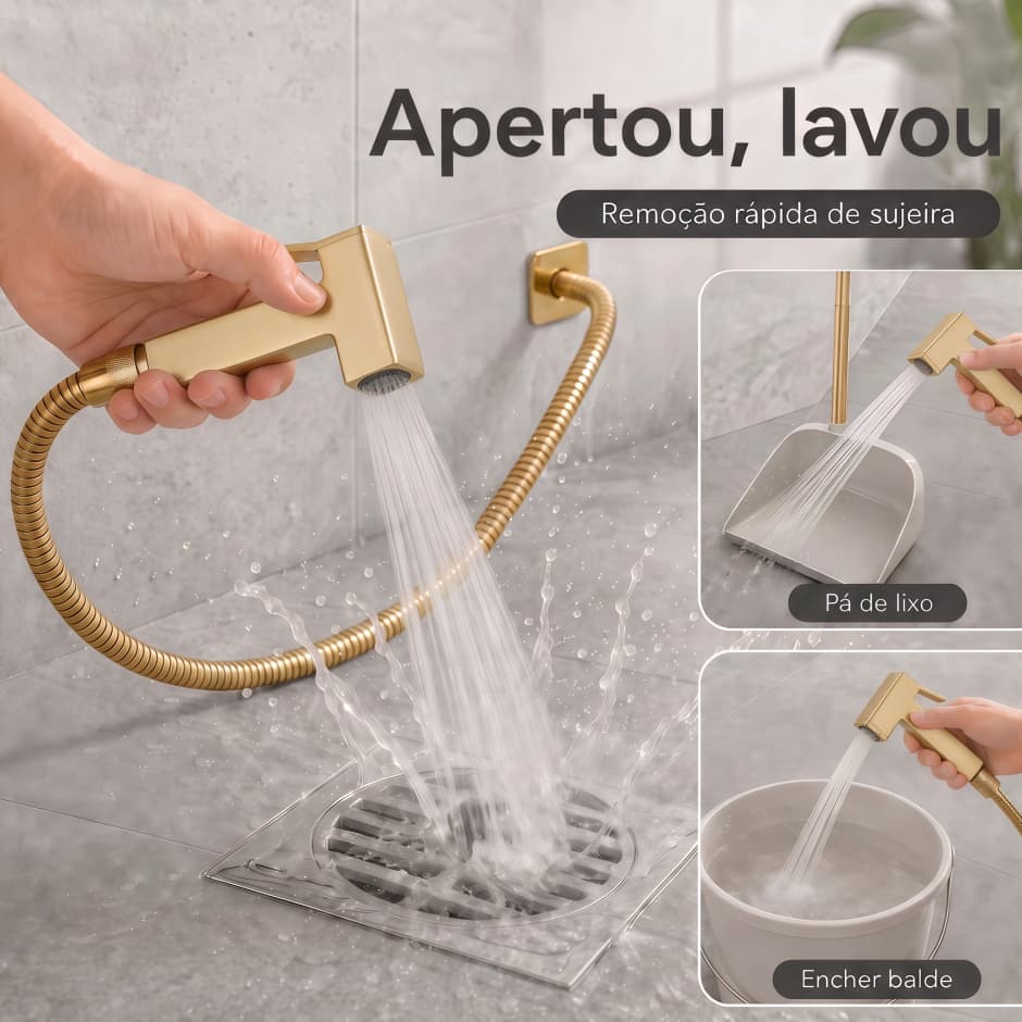 Ducha Higiênica Multiuso Inox Jato Forte Mangueira Flexível Para Limpeza Vaso Sanitário Banheiro