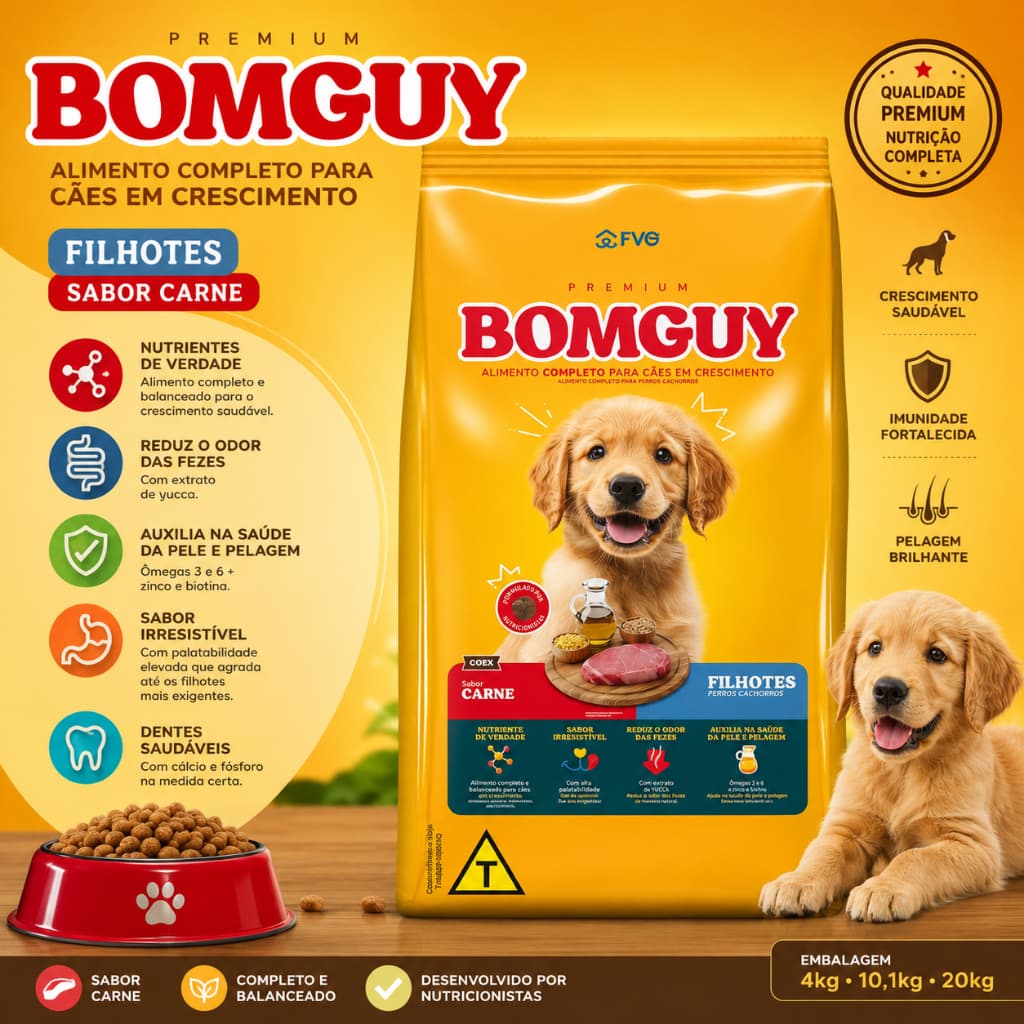 Raçao Bomguy Coex Caes Filhote Carne -10kg e 25kg